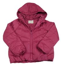 Malinová prošívaná šusťáková zateplená bunda s kapucí Zara