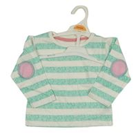 Nové - Tyrkysovo-bílé pruhované triko