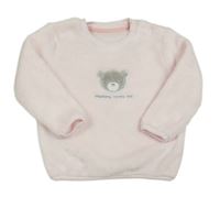 Svetloružová chlpatá mikina s medvěďom Nutmeg