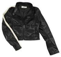 Černá koženková podšitá crop bunda H&M