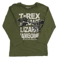Khaki triko s kostrou dinosaura Matalan