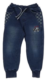 Tmavomodré tepláky riflového vzhledu s autem