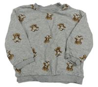 Sivá melírovaná mikina s medveďmi H&M