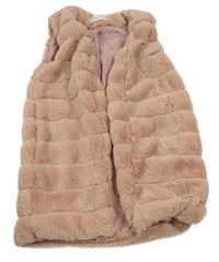 Staroružová kožušinová podšitá vesta Shein