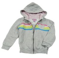 Sivá melírovaná prepínaci mikina s pruhmi so srdcem a kapucňou Pocopiano