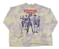 Béžovo-lila batikovaná mikina so Stranger Things H&M