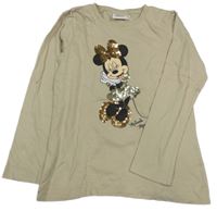 Béžové tričko s Minnie s flitrami Disney