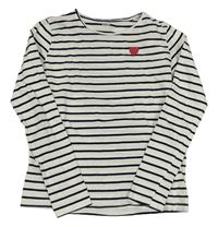 Bielo-čierne pruhované tričko so srdcem Kiabi