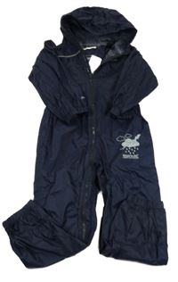 Tmavomodrá šusťáková nepromokavá funkční kombinéza s mraky a kapucí Regatta