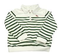 Bielo-zelená pruhovaná polo mikina Shein