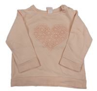 Ružová mikina s krajkovým srdcem