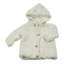 Smetanový podšitý propínací svetr s kapucí George