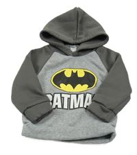Sivo-tmavosivá mikina s logem Batmana a kapucňou