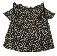 Čierne vzorované tričko s volánikmi H&M