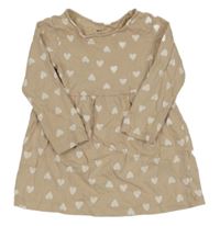 Béžová bavlnená šatová tunika so srdiečkami H&M