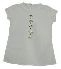 Biele šifónové tričko s kamienkami