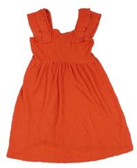 Červené mačkané šaty s volány Zara