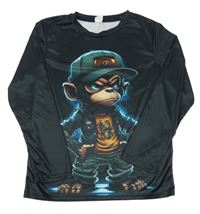 Černé triko s opicí