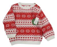 Nové - Červeno-biely vzorovaný sveter C&A