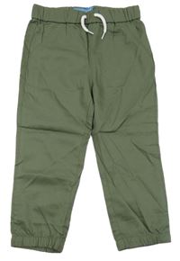 Khaki plátěné cuff kalhoty