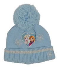 Světlemodrá pletená čepice s Frozen a bambulí Disney