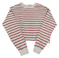 Bielo-červená pruhovaná crop mikina H&M