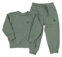 2set - Khaki mikina s logem + tepláky Adidas