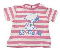 Ružovo-biele pruhované tričko so Snoopym