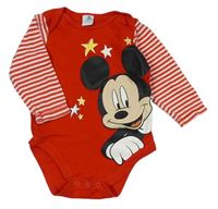 Červeno-biele pruhované body s Mickeym Disney