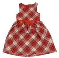 Červeno-biele kockované šaty s mašlou H&M