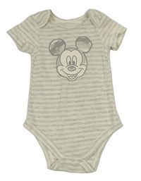 Smetanovo-šedé pruhované body s Mickeym Disney