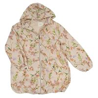 Světlerůžová květovaná šusťáková jarní parka s kapucí Next