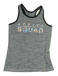 Sivý melírovaný športový top s nápisom H&M