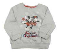 Sivá melírovaná mikina s Minnie a Mickeym zn. Disney