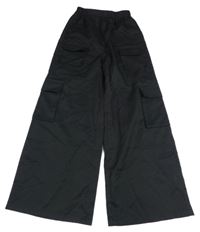 Čierne široké nohavice s vreckami shein