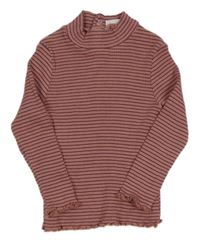 Starorůžové pruhované žebrované triko MANGO