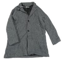 Nové - Černo-šedý kostičkovaný podšitý kabát 