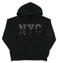 Černá mikina s nápisem z flitrů a kapucí George