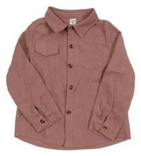 Starorůžová žebrovaná sametová halenka s kapsami shein