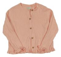 Svetloružový rebrovaný ľahký prepínaci sveter F&F