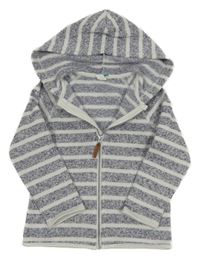 Modro-bílá pruhovaná pletená thermo propínací mikina s kapucí H&M