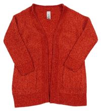 Červený žinylkový svetrový cardigan C&A