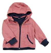 Ružovo-tmavomodrá softshellová bunda s kapucňou