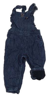 Tmavomodré podšité laclové rifle s výšivkou 