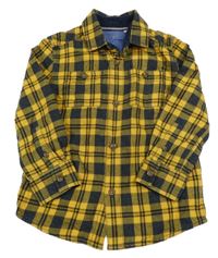 Žlto-tmavomodrá kockovaná košeľa John Lewis