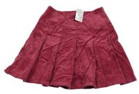 Nové - tmavorůžová manšestrová skládaná sukně Primark