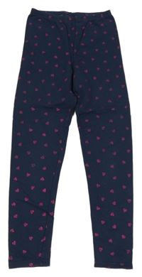 Tmavomodré legíny s ružovými srdiečkami Matalan