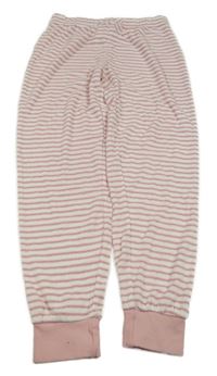 Bílo-růžové pruhované froté pyžamové kalhoty Pocopiano