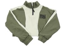 Kaki-smotanová crop mikina s nápisom Primark