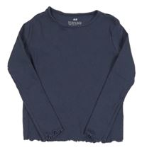 Tmavomodré rebrované tričko H&M
